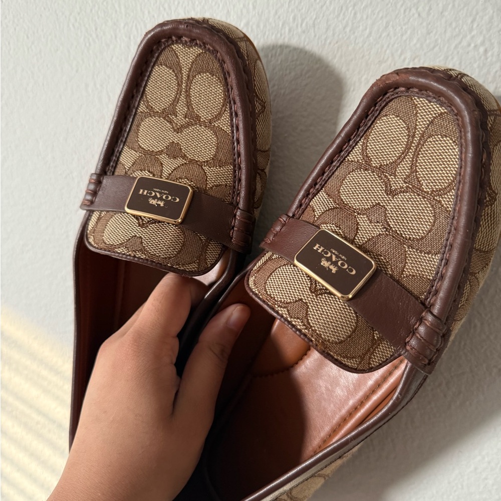 Coach Brown and Tan Signature Loafers